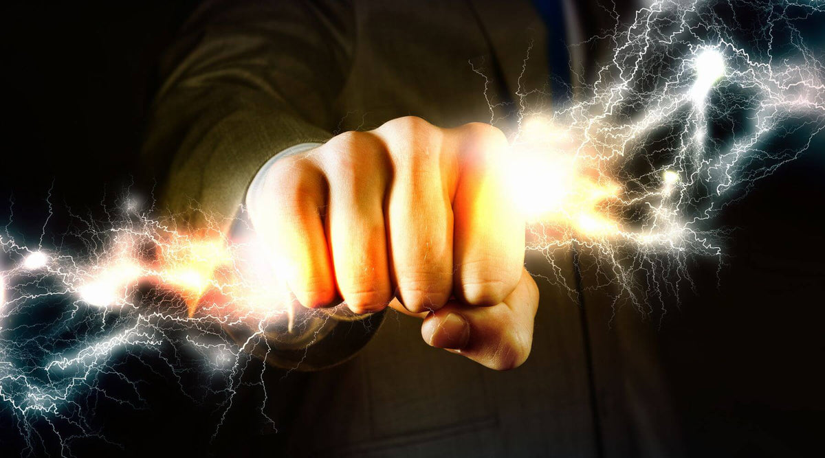 fist with lighting coming out of it