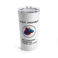 A 20oz stainless steel tumbler with a white base and a graphic of a rat on the front, along with the text 'RAT POWER' and 'RECOGNIZE ASSESS TAKE ACTION'.