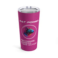 A 20oz stainless steel tumbler with a pink base and a graphic of a rat on the front, along with the text 'RAT POWER' and 'RECOGNIZE ASSESS TAKE ACTION'.