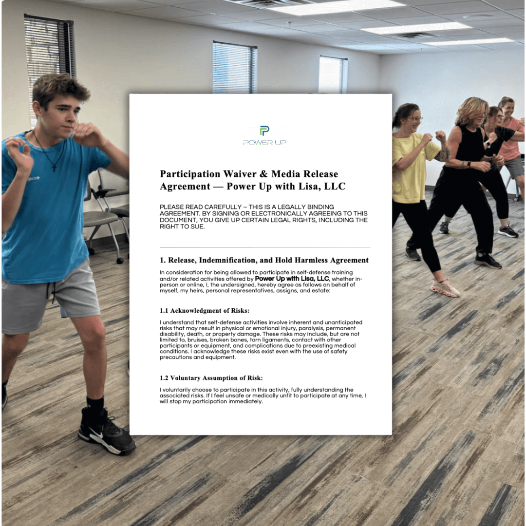 Waiver for In-Person Self-Defense Class